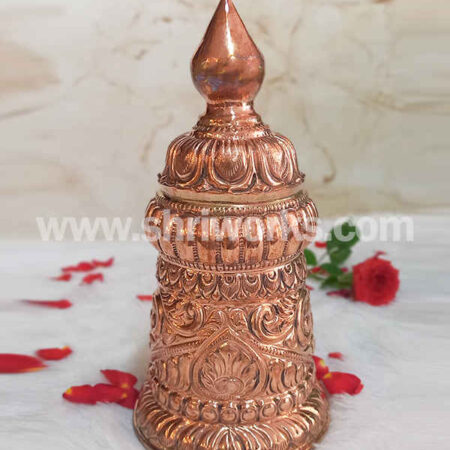Copper kireedam for deity idol alangaram handcrafted in Kumbakonam with embossed copper sheet metal.